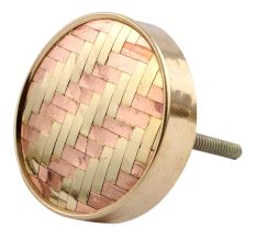 Golden Round Metal and Wooden Dresser Knobs